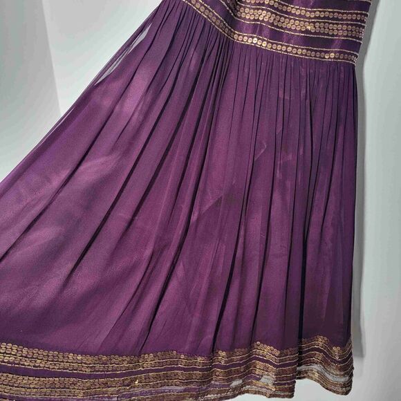 ADRIANNA PAPELL EVENING ESSENTIALS Maroon Embellished Halter Dress Petite 12 - Picture 3 of 8